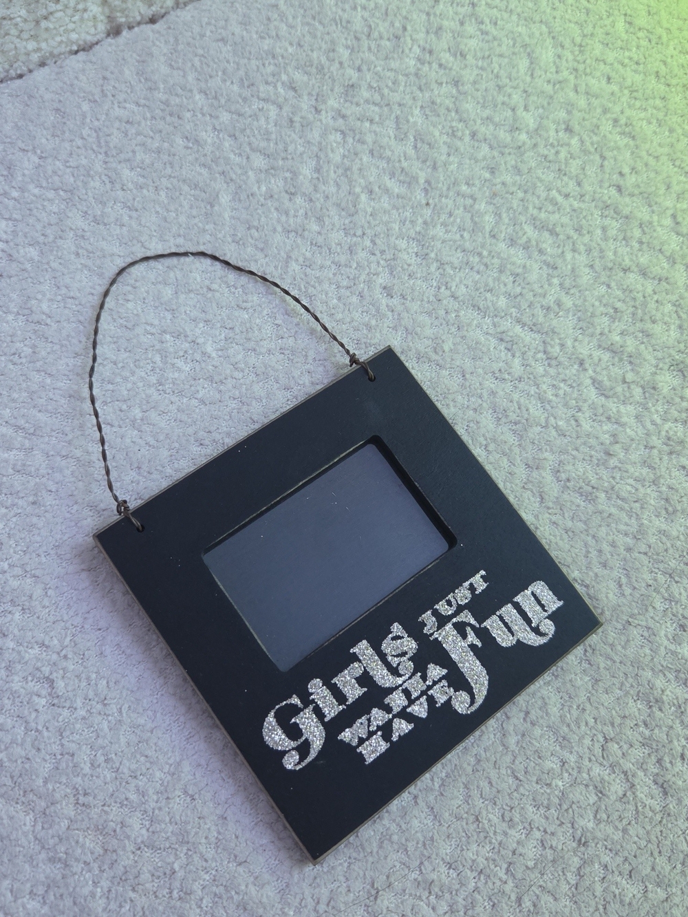 Black Wall Frame with Silver Glitter "Girls Just Want to Have Fun"
